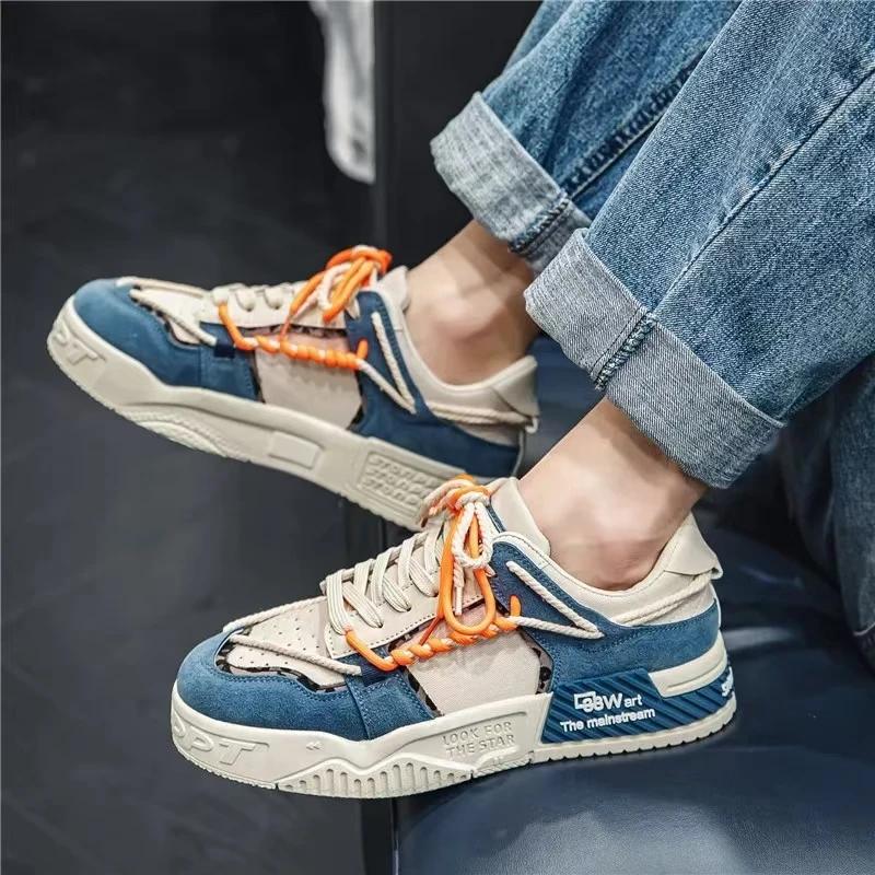 Модная мужская обувь Кроссовки Модная шнуровка Обувь для скейтбординга Удобная дышащая вулканизированная обувь Студенческая спортивная обувь Zapatillas