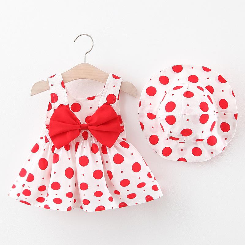 Children's Strawberry Print Dress Girl's Dress with Hat