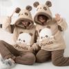 Winter Warm Flannel Women's Pajamas Long-sleeved Trousers Two-piece Sets Cute Panda Soft Home Wear Clothes for Men Sleepwear