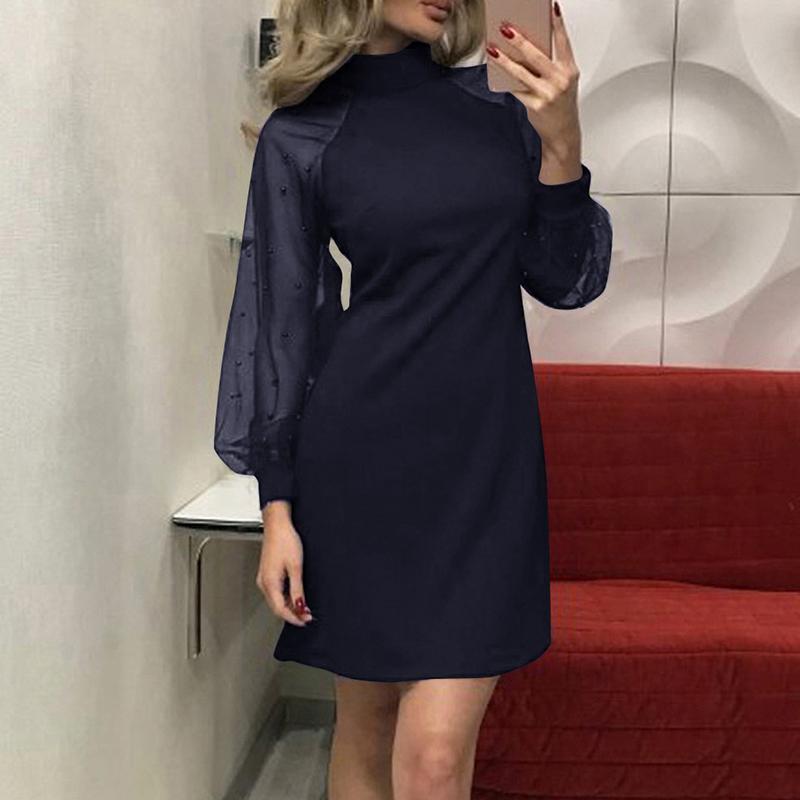 Summer Dress Round Neck Dress Women Dresses Mesh Long Sleeves Slim Hip Dress for Ladies Red Dress for Women Sexy Dresses for Women Elegant Black Dress