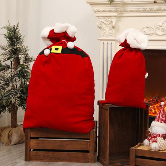 Рождественский бархатный мешок Санты с кулиской, красный мешок для подарков Санты, большой мешок для упаковки подарков для рождественского подарка, принадлежность для вечеринки