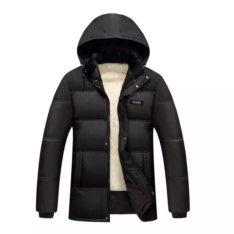 Men's Autumn and Winter Padded Plus Size Thickened Hooded Outerwear Casual Short Warm Zip Jacket