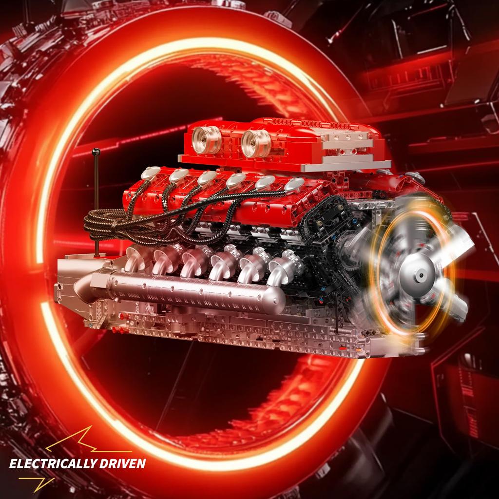 Mould King 10169 MOC Technic V12 Рядный Бензиновый Двигатель Комплект Цилиндрового Блока, Технология Двигателя Спортивный Автомобиль Электродвигатель Блок Привода - Включает