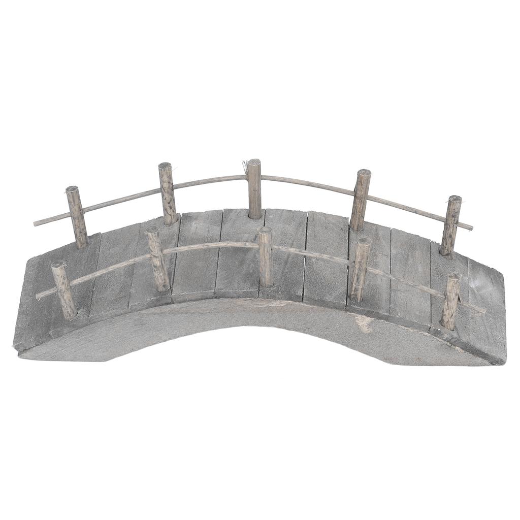 Mini Wooden Arch Bridge 1:12 Dollhouse Arc Bridge Miniature Landscaping Ornaments with Railings