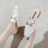 Leather Bag Head Half Slippers Women's Outer Wear 2025 New Thick Heel Single Shoes Soft Leather Comfortable Shoes Horse Buckle Muller Shoes