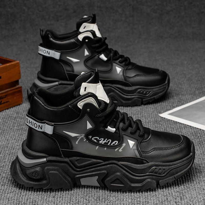 Мужские спортивные кроссовки с высоким верхом, осенние молодежные ботинки Мартина, спортивно-повседневные, маленькие белые, увеличивающие рост, папины, универсальные, трендовые туфли