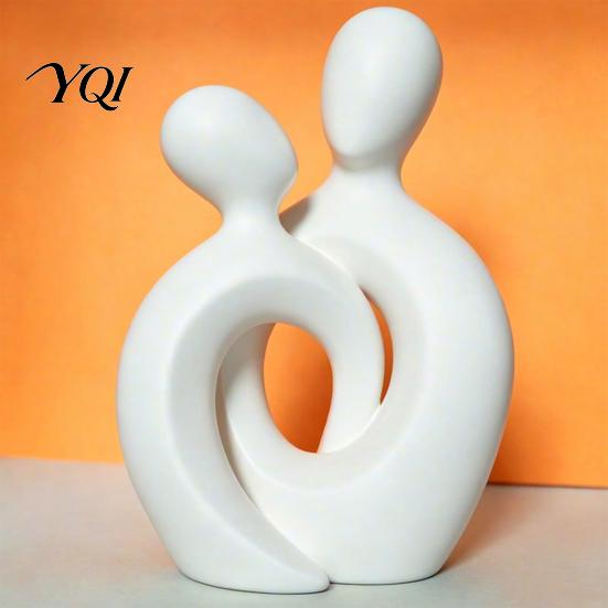 Minimalist Art Statue for Bedroom Nightstand Abstract Couple Statue, Gold Resin Figurine Home Decor, Modern Table Embracing Romantic Atmosphere