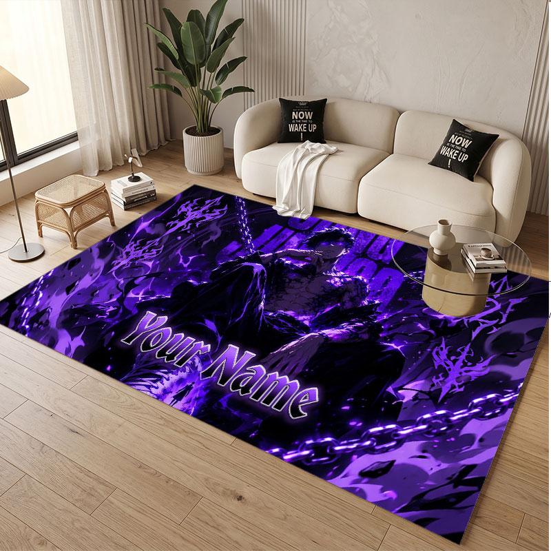 Custom Name Crystal Velvet Rug,Solo Leveling Comfortable Anti Slip Floor Mat For Room Decoration