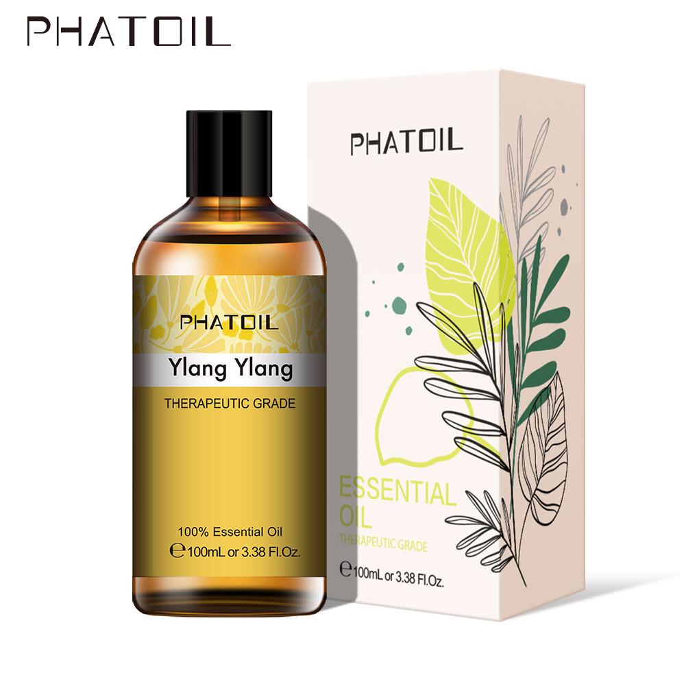 PHATOIL 100ML Ylang Ylang Vanilla Geranium Floral Fragrance Oil Jojoba Oil DIY Scents Candle Healthy Calming Air Fresh Care Spa Body Massage