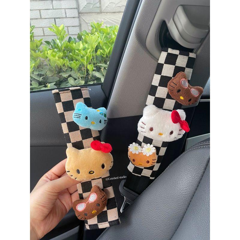 Cute and Sweet Kitty Plush Doll Hello Kitty Car Seat Belt Shoulder Cover Car Interior Decoration New Car Gift