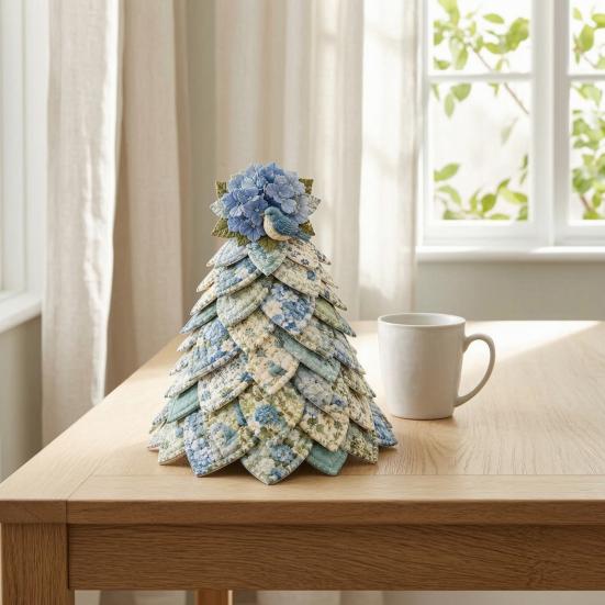 Ручная работа Рождественский настольный орнамент DIY Стеганое 3D Дерево Набор для творчества для начинающих, Лоскутное шитье из ткани Декоративный набор Искусство Праздничный декор, Праздничный