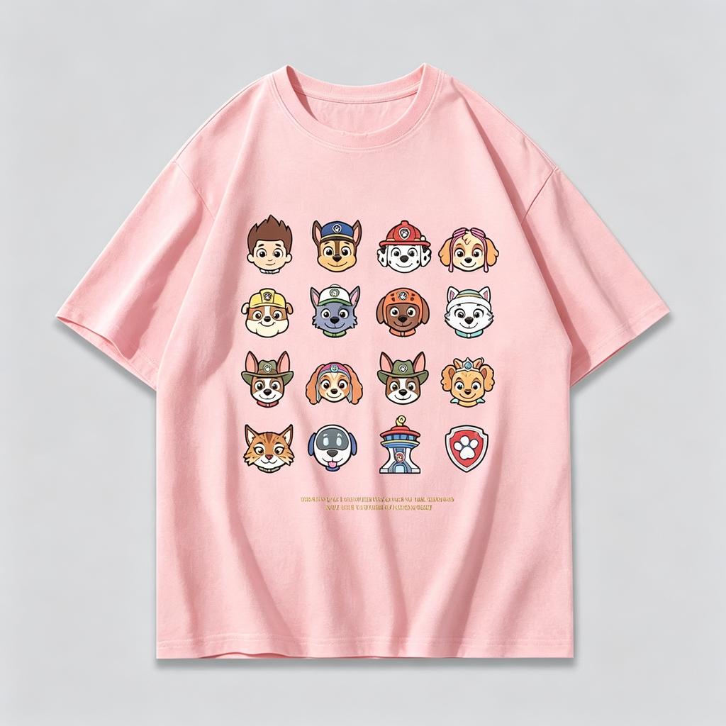 Paw Patrol Chase Women's T-Shirts "POWER! Ready for Action" Graphic T-Shirt Chest Print White Unisex Crew Neck Short Sleeve