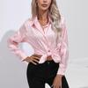 Leopard Print Loose Satin Blouse Women Fashion Long Sleeve Silk Casual Shirt Button Elegant Office Lady Tops Women Clothing 26106
