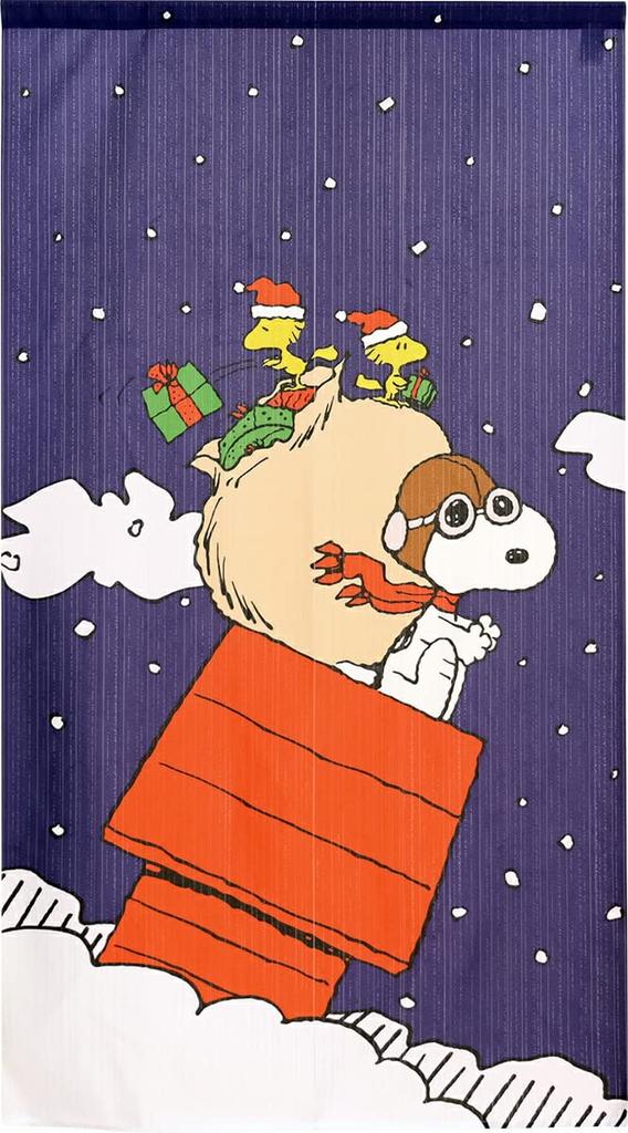 Noren Kobo Noren Stylish Snoopy Tapestry 85cm Wide x 150cm Room Privacy Flying Ace 98014 Curtain, Poster, Long, Divider, Screen, Christmas, PEANUTS,