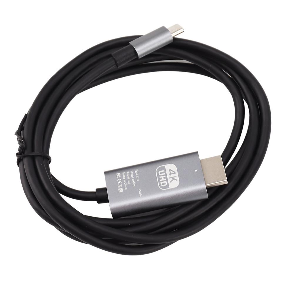 Type C To HD Multimedia Interface Cable 4K 30Hz Plug and Play UHD USB C To HD Multimedia Interface Adapter Cable
