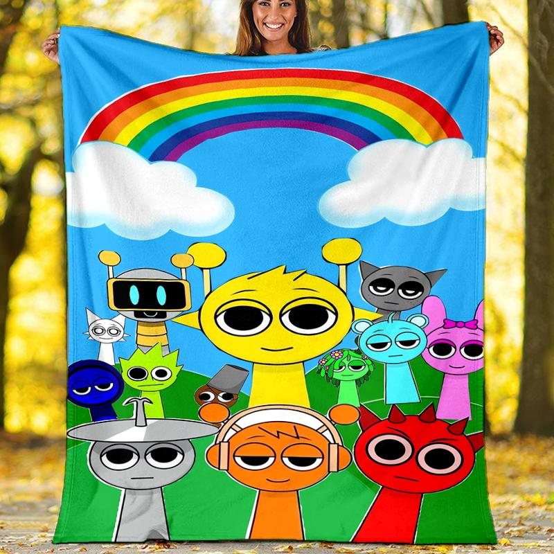 Sprunki Theme Printed Blanket - Perfect for Couch, Bed, Travel & Outdoor Use | Machine Washable, Cozy & Durable.