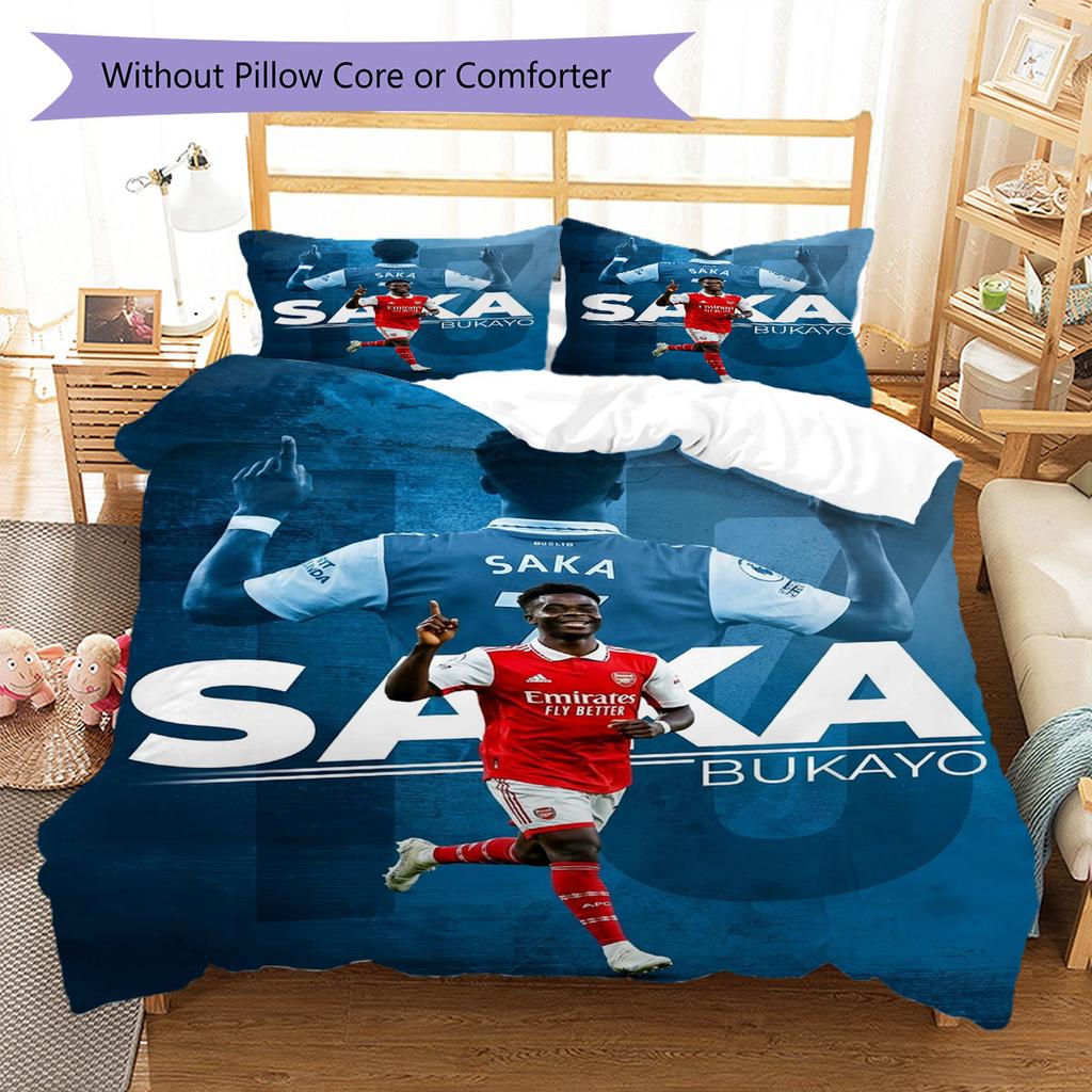 Bukayo Saka player Bedding Quilt Set Quilt Cover Pillowcase Home Decoration Birthday Gift (1 * duvet cover + 2 * pillowcase, without core)