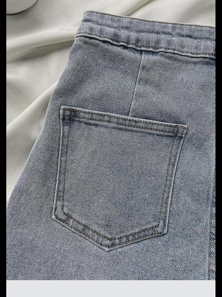 Женские джинсовые шорты с высокой талией - Лето 2022 года, тонкий стиль, эластичные облегающие шорты А-силуэта