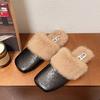 Fur Mules Shoes Women Slippers Warm Home Flats Cotton Shoes Winter 2024 Trend Fashion Flip Flops Brand Casual Plush Zapatos Lady