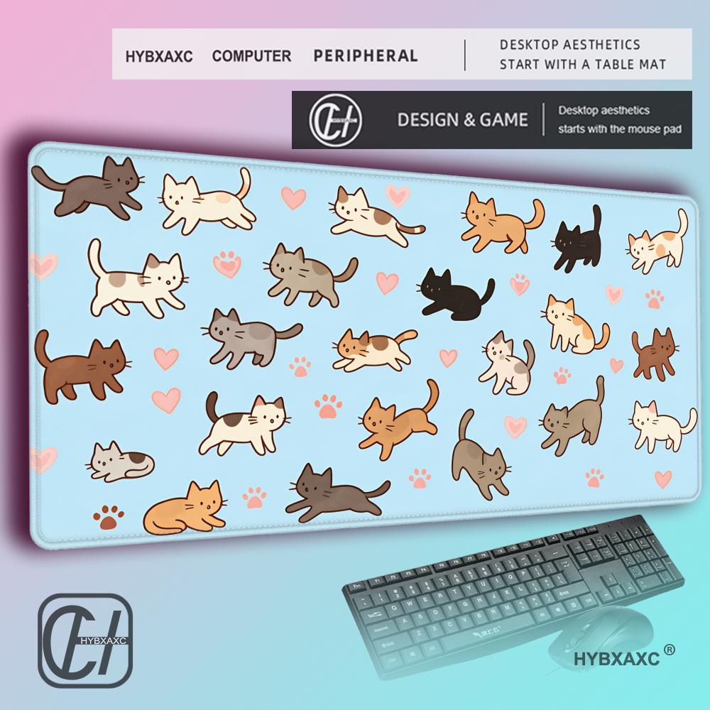 HYBXAXC Cartoon Cat Print Magic Party Game Mat Durable Rubber for MTGTCG Games Mouse Pad Offices Desk Mats Friendly Design