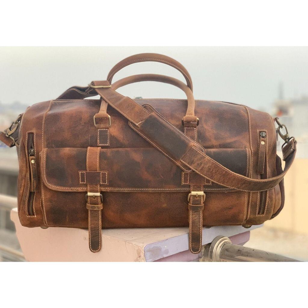 Дорожная спортивная сумка из натуральной кожи Багаж на выходные из кожи буйвола Спортивная сумка