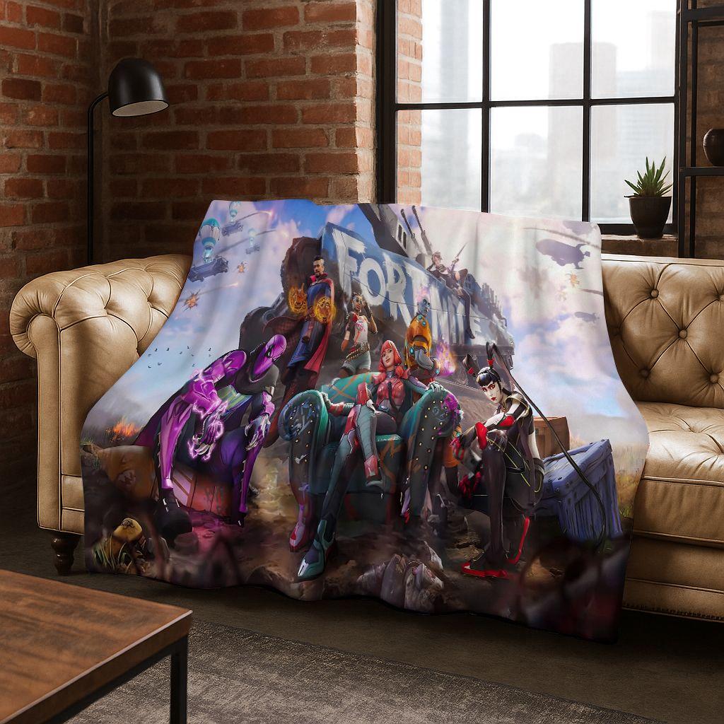 3D F-Fortnite Game Cartoon Flannel Blanket Soft Warm Throw Blanket for Bed Bedroom Room Living Room Travel Camping Kids Gift