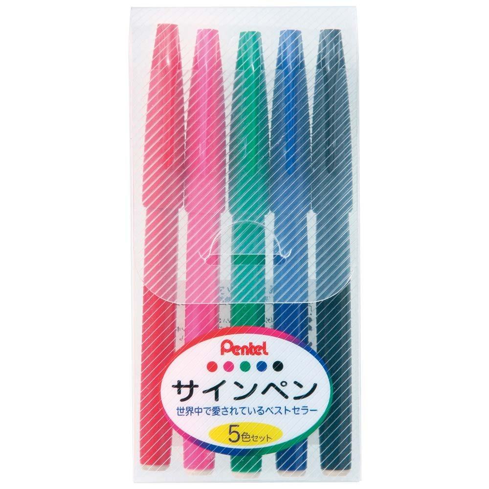 PENTEL Набор ручек Signature Pen 5 цветов Набор на водной основе S520-5