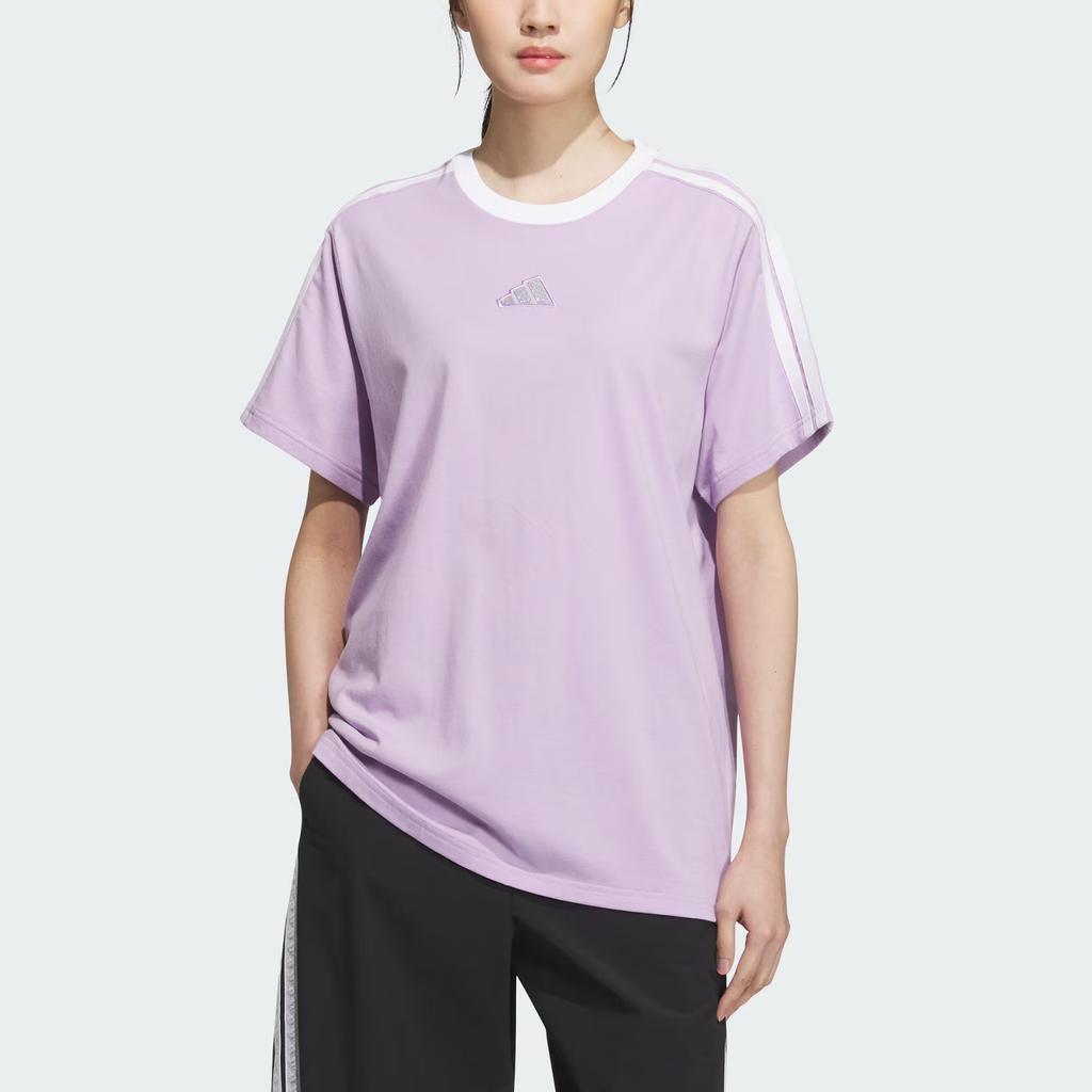 Adidas Футболка с коротким рукавом в полоску в спортивном повседневном стиле Boyfriend Story, женский топ KB7760