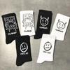 Cotton Cartoon Pattern Hip Hop Style Breathable Mid Tube Socks Women Skateboard Socks 1Pair Soft Long Sock for Men Japanese