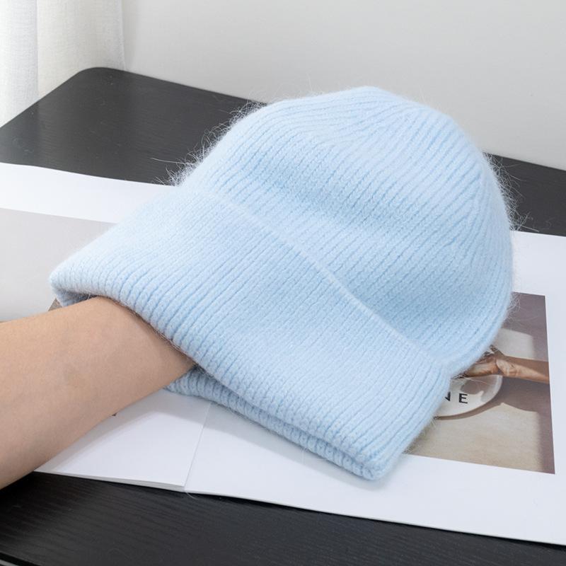 Корейская шапка с капюшоном из меха кролика карамельного цвета для женщин, теплая вязаная шапка, симпатичная корейская японская холодная шапка, вирусный тренд в Instagram