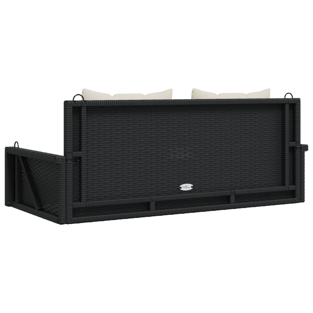 Vidaxl Ławka Bujana Z Poduszkami, Czarna, 119X56X48 Cm, Polirattan
