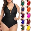 Women's Fashion One-Piece V-Neck Swimming Costume With Bra Pads And No Steel Bra