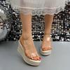 Fashion Summer New Round Toe Open Toe Clear Strap Non-slip Wear-resistant Wedge Slip Strap Sandals Fashion Platform Slippers