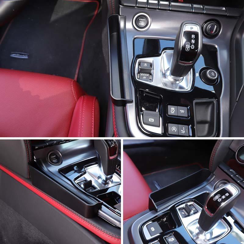 Для Jaguar F-TYPE 2013-2024 ABS Черный Боковой Контейнер для Хранения Центральной Консоли Многофункциональный Лоток для Мобильного Телефона Автомобильные Аксессуары