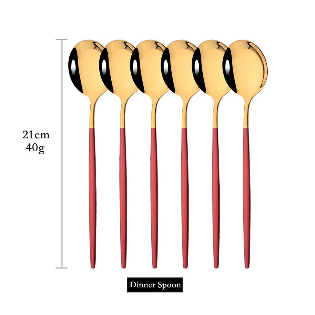 6 шт. красочная столовая посуда, набор ложек, зеркало с длинной ручкой, ложка из нержавеющей стали, столовые приборы, посуда, кухонные аксессуары