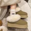 Женские плюшевые теплые ботильоны на толстой подошве, повседневные зимние ботинки на открытом воздухе, без застежек 2024 года, нескользящие плоские хлопковые туфли с меховым дизайном Zapatos