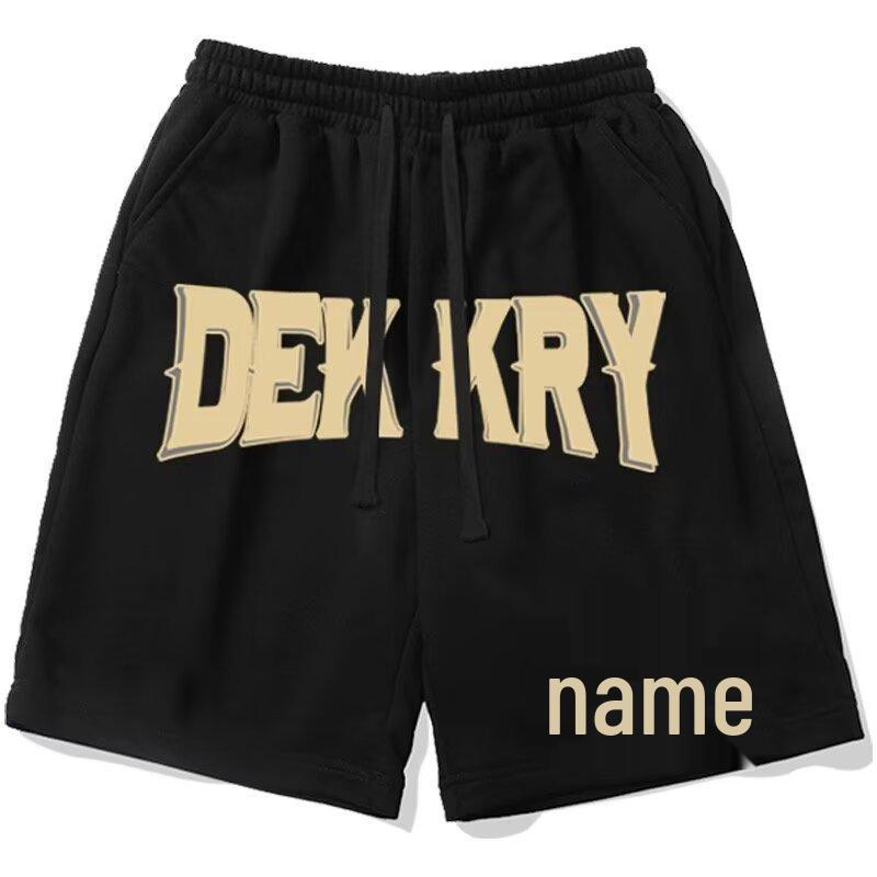 Мужские американские хип-хоп баскетбольные шорты: Трендовый, Свободный крой, Прямые штанины, Летний стиль с пятью карманами