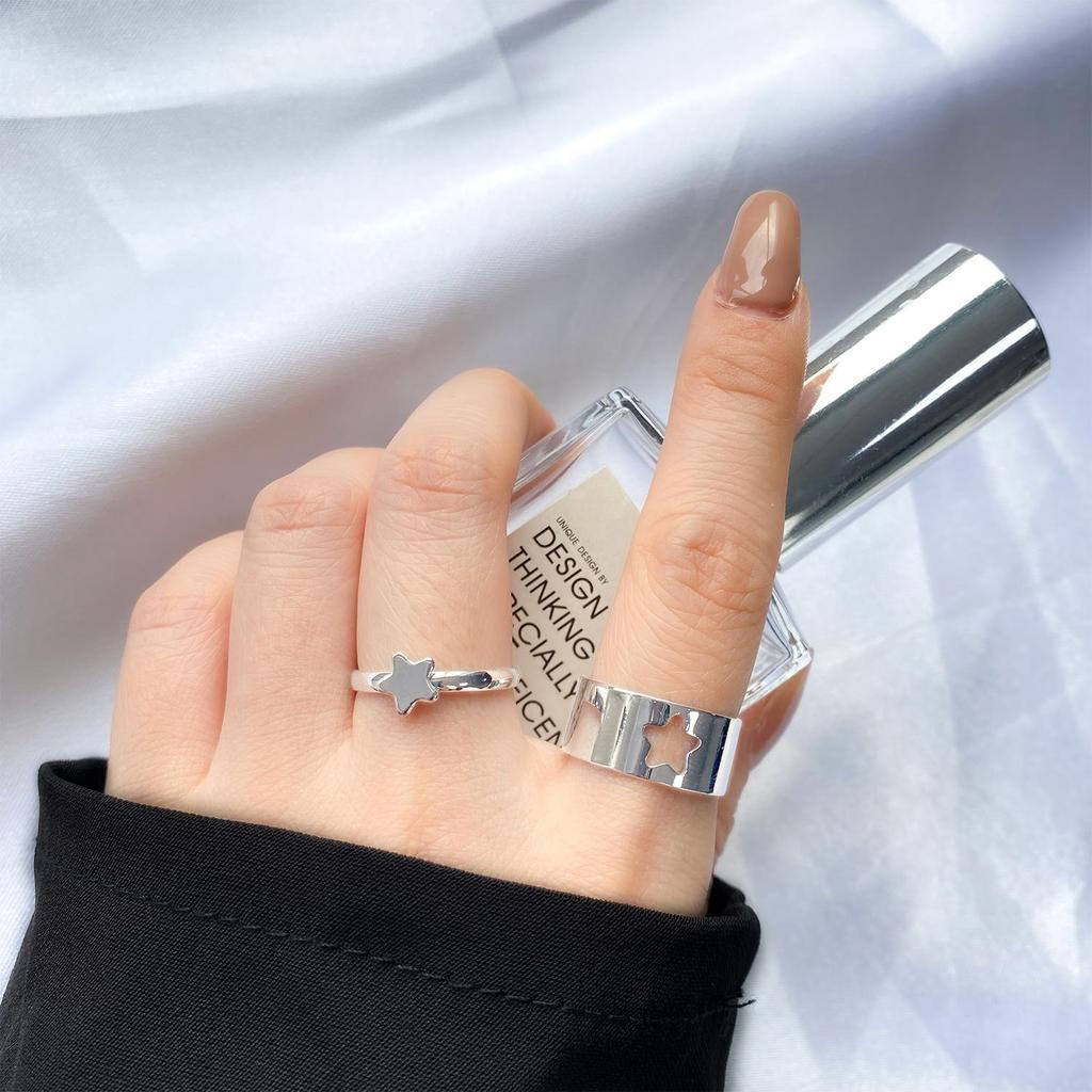 Кольцо из 2 предметов со звездой в стиле панк, кольцо в стиле ретро, темпераментное кольцо, вечерние украшения, милое кольцо, женское романтическое кольцо, подарок
