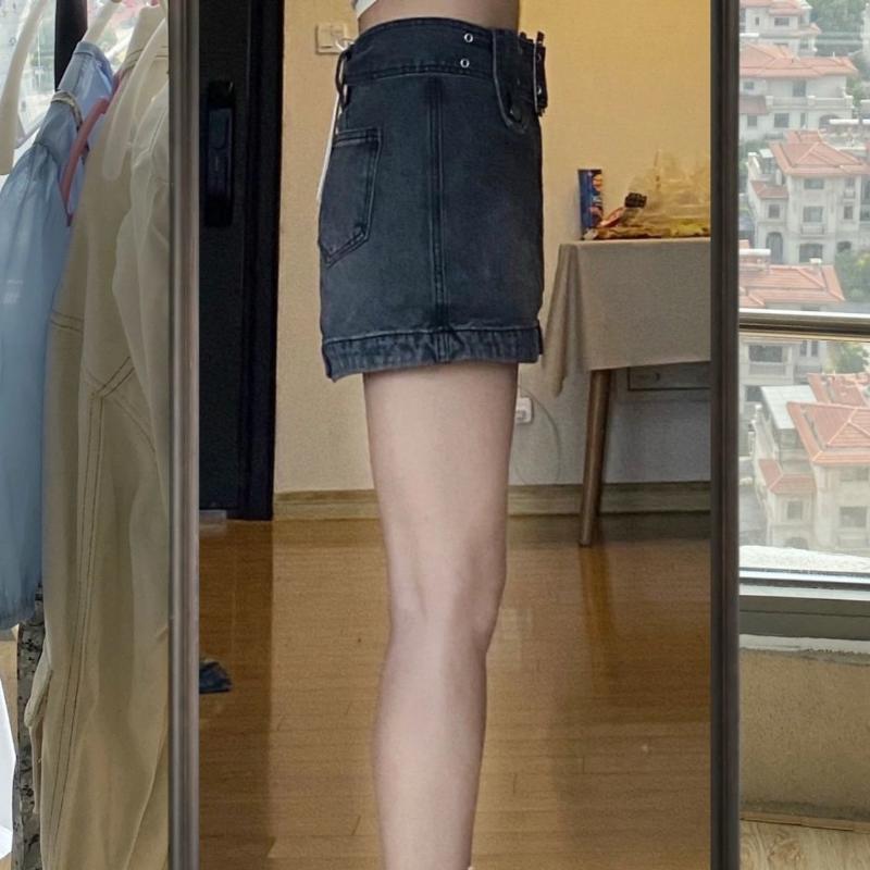 Женская короткая юбка большого размера, однотонная джинсовая короткая юбка с высокой талией в стиле ретро, короткая юбка в стиле хип-хоп