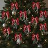 12Pcs/Set Creative Christmas Bow Decoration Ribbon Elegant Christmas Tree Topper DIY with Tassel Bowknot Pearl Hanging Pendant