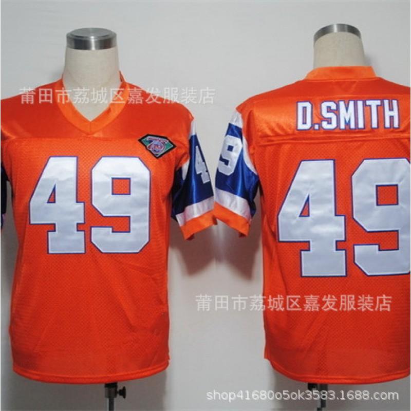 Retro Denver Broncos Football Jersey Mens Cotton Short Sleeve Rugby Shirt With Embroidered Number 7 84