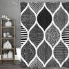 Black Geometric Floral Bohemian Shower Curtain, Bathroom Decorative Shower Curtain, Waterproof Shower Curtain with Hooks