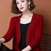 Женский осенний вязаный кардиган с V-образным вырезом: Темпераментное приталенное шерстяное пальто с длинным рукавом