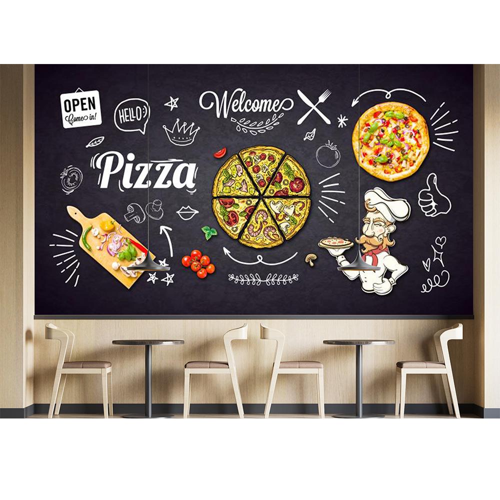 Обои для рабочего стола Pizza Pizza Shop Blackboard Background Wall Mural Restaurant Large Pizza Wallpaper