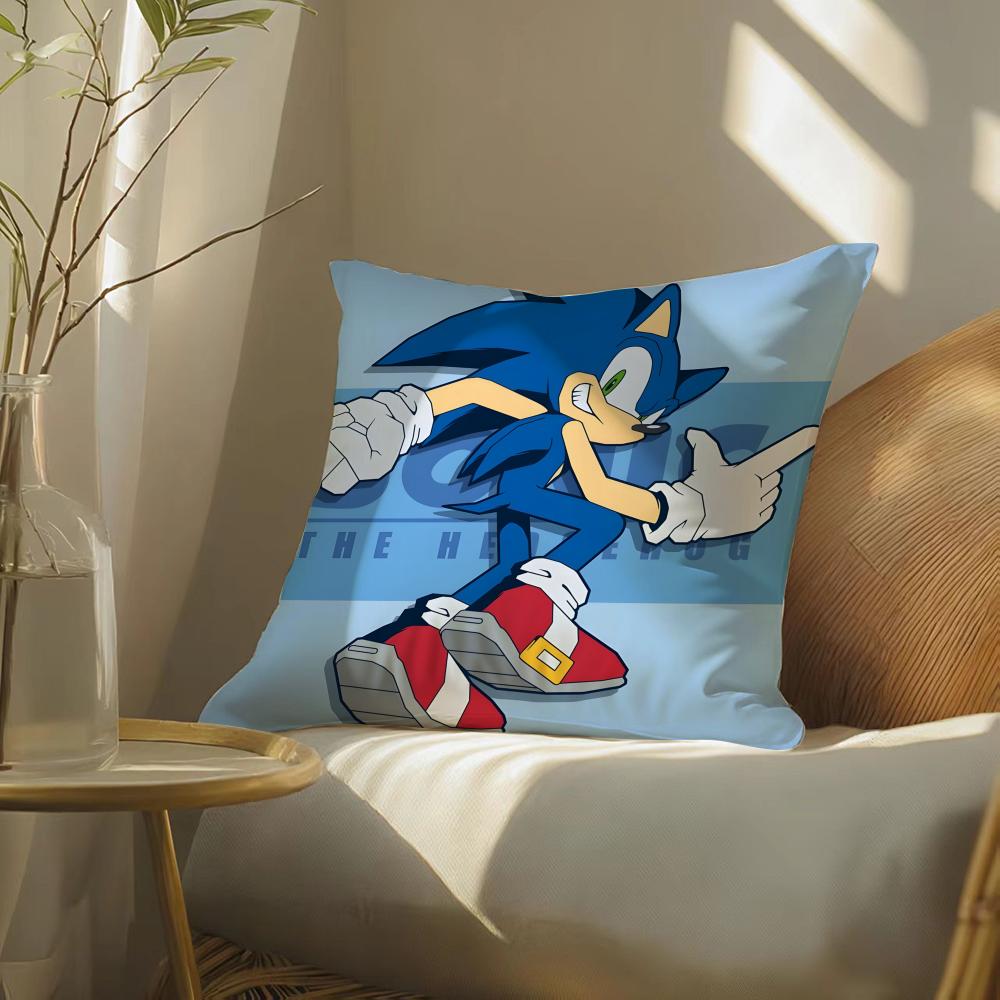 Cool Character SSonic The Hedgehog Pillow Case Pattern Printed Pillowcase for Living Room Sofa Cushion Cover Bedroom Decor