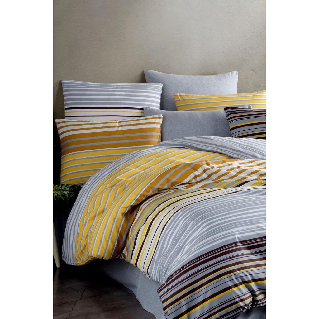 Sahara, Patterned Double Duvet Cover Set With Elastic Sheets, Reusable On Both Sides