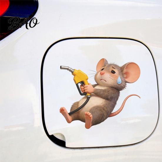 Mouse Car Sticker Fun Fuel Cap Sticker, Cute Dog Cat Waterproof Self Adhesive Animal Decal for Cars Windows Tailgate