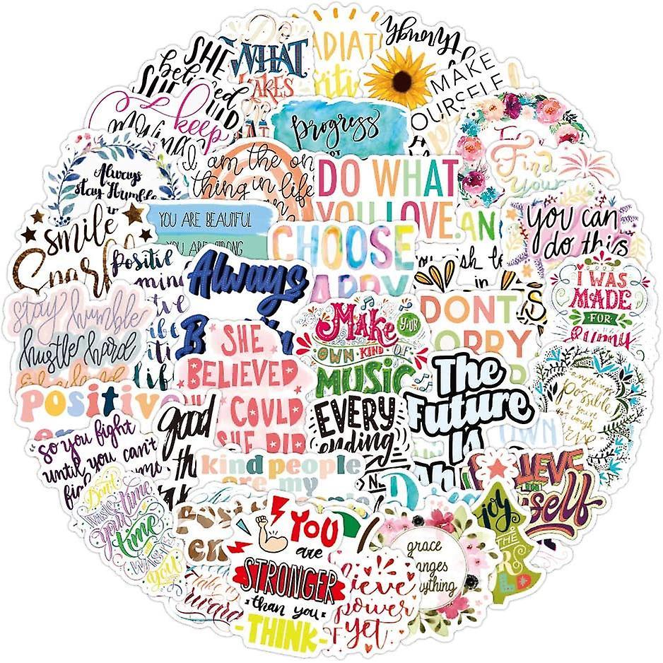 Inspirational Stickers Pack 50Pcs, Waterproof Vinyl Stickers for Water Bottle Hydro Flask Scrapbook Laptop, Reward Motivational Stickers for Students,