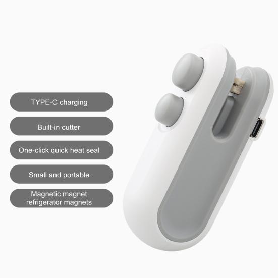 Mini Bag Sealer 2-in-1 Rechargeable Bag Sealing Machine for Snack Bags Portable Handheld Food Sealer Heat Sealing Cutting Plastic Bag