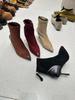 Autumn French suede pointed short boots show thin temperament thin heel high heel thin boots